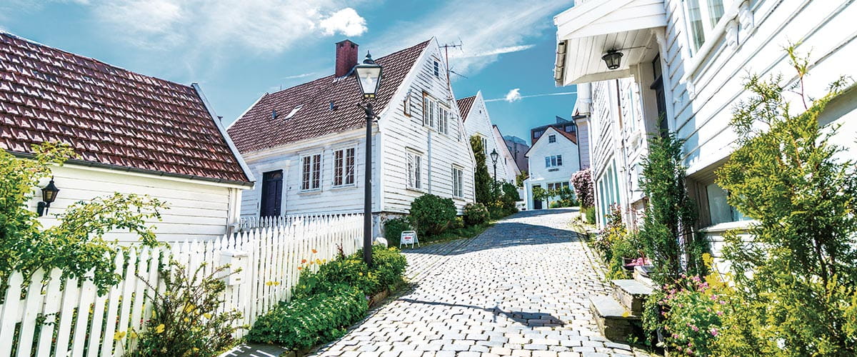 A view up a street in Stavanger, Norway